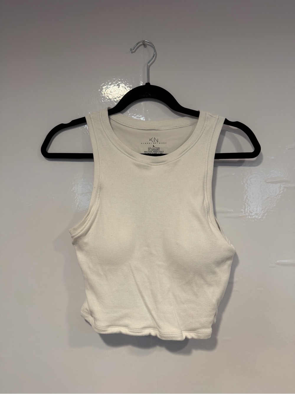 White Ribbed Klassy Network‎ Tank Top